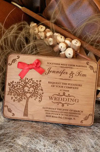 деревянные приглашения на свадьбу